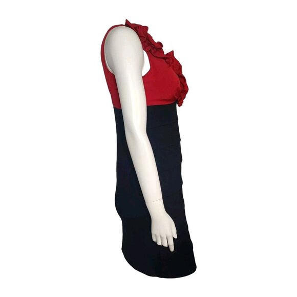 ENFOCUS STUDIO Red Black Sleeveless Pullover Tiered Dress Womens Size 4 - Picture 4 of 6